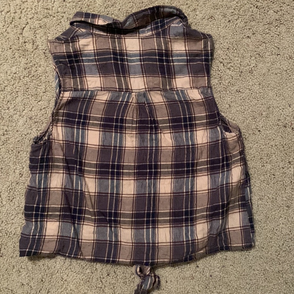 🐠2 for $16 Forever 21 Plaid Sleeveless Collared Tie Bottom Top - Picture 4 of 5